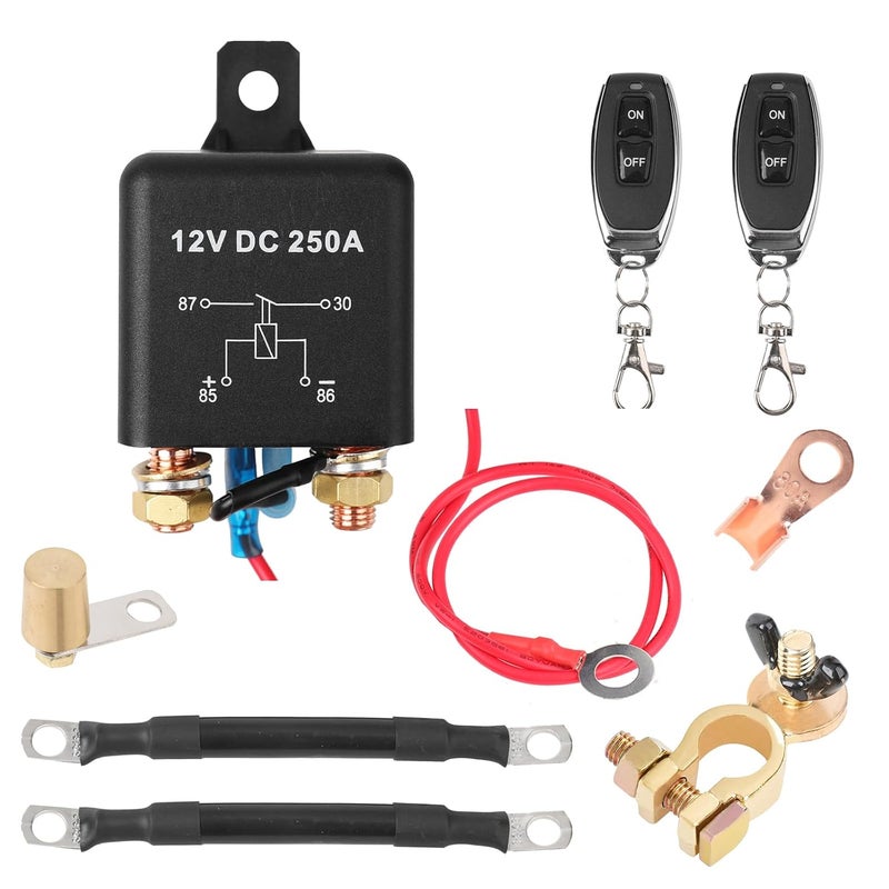 FEITON 2G 250A Remote Battery Disconnect Switch & 5 AWG Battery Cables, DC12V Top Post Negative Battery Kill Switch for Car RV Truck Wireless Anti-Theft Prevent Battery Drain(450A Starting Current) - Image 1
